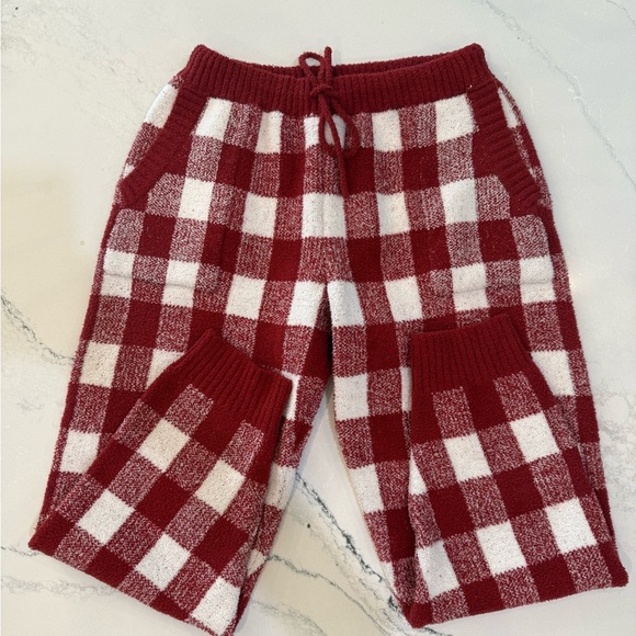 David Archy Fleece Buffalo Check Crew Neck Pajama Set Loungewear with Pockets - Picture 7 of 9